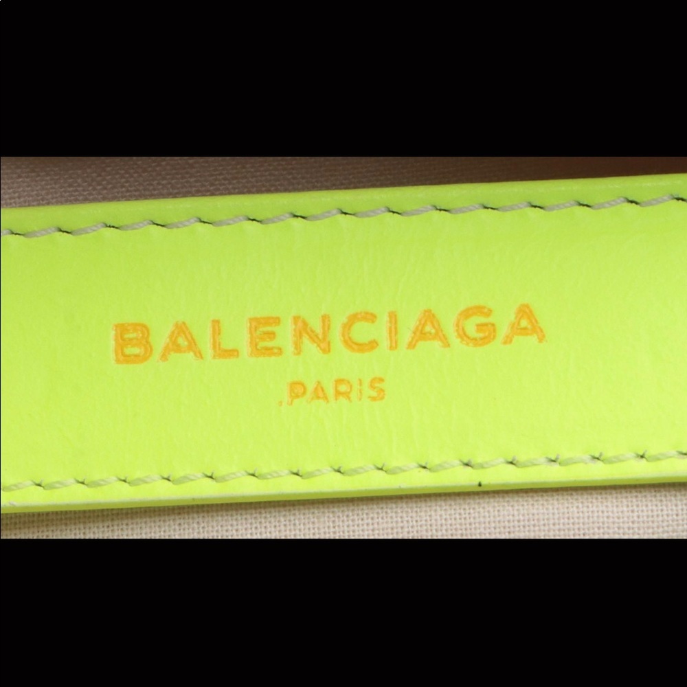 Balenciaga Logo City Bag in Neon Leather Purse Handbag - Picture 7 of 8